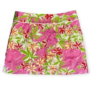 Vintage Lilly Pulitzer Hadley Skort Sz 4 in Garden Vista Pink Elephants EUC